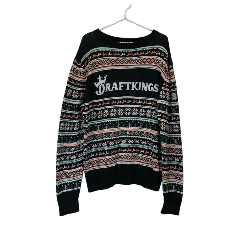 DraftKings XL Logo Patterned Festive Holiday Ugly Christmas Sweater Unisex?